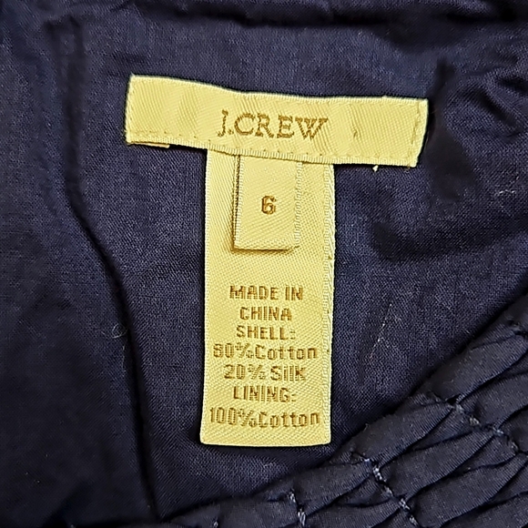 J. Crew Portico Navy Blue Basket Weave Neckline Dress Size 6 - Picture 6 of 7